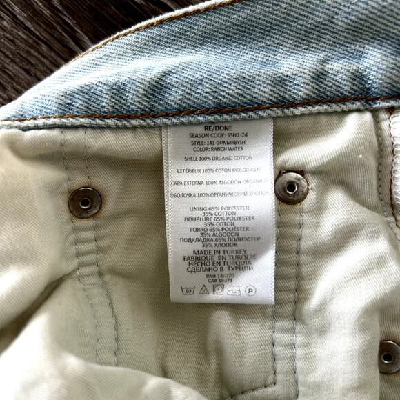 RE/DONE Mid Rise Boy Short Denim Cutoff Shorts Ranch Water Faded Wash Sz 26 EUC - Picture 9 of 16